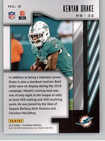 2019 Panini Playbook Comissão de zoneamento 6 Kenyan Drake Miami Dolphins NFL Football Trading Card