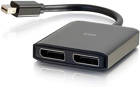 Porta de exibição Mini C2G para exibir o Splitter do monitor da porta, 4K, 2 Porta, USB, alimentado por hub de tela dupla, cabos