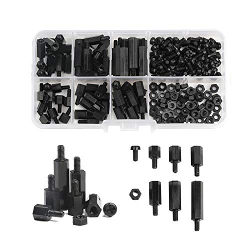 180pcs m3 kit de nylon kit masculino para fêmea 6-20m Black M3 Nylon Staneff Spoff Spacer Kit