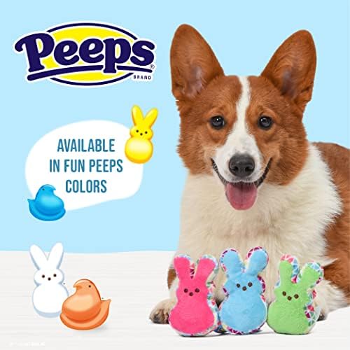 Peeps for Pets 4 Pattern Plush Bunny Squeaker Toy para cães em cores variadas | Peeps Peeps Bunny Plush para cestas de Páscoa de cachorro com Squeaker em |