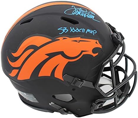 Terrell Davis assinou o capacete NFL de Denver Broncos Speed ​​Eclipse NFL com inscrição SB XXXII MVP - Capacetes NFL autografados