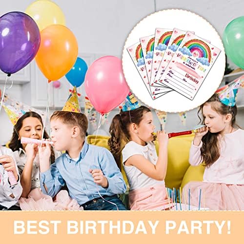 LEFOHLON RAINBOW BINHURY convites, 20 cartões de convite com envelopes, convites para festas de aniversário para crianças