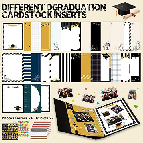 Lanpn Graduation Scrapbook Kit Foto Álbum, Linen DIY Memory Scrap Book Grad Picture Album com adesivos Holds 4x6 5x7 8x10 Fotos