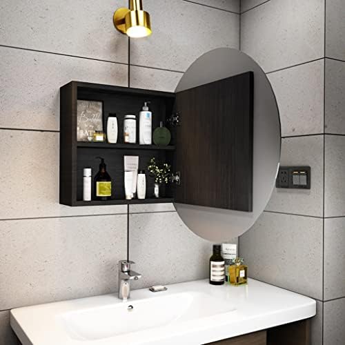 Gabinete redondo, armário de espelho do banheiro, espelho montado na parede com rack de armazenamento, montagem