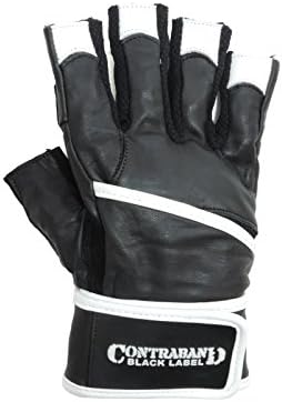 Contrabando Black Label 5930 Luvas de levantamento de couro premium para homens | Projetado sem dedos com almofadas de alcance