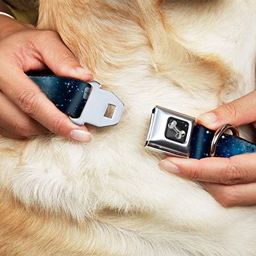Fivela de fivela de cão de cão cinto com cinto de segurança galáxy blues de 15 a 26 polegadas de 1,0 polegada de largura,