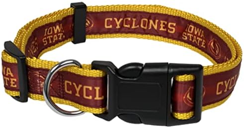 NCAA Pet Collar Iowa State Cyclones Collar, grande colarinho colegiado de colegial para cães e gatos. Uma gola de gato esportiva, brilhante e colorida e coleira de cachorro licenciada pela faculdade