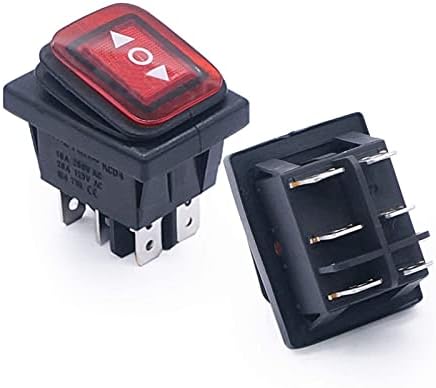 Akde 2pcs trava à prova d'água interruptor de balanço de 6 pinos ON/OFF/ON 3 POSIÇÃO RED LIGHTED 250V/16A 125V/20A SWITCH