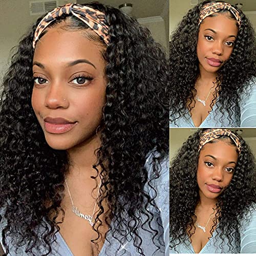 Sweetgirl Curly Band Wig Human Human Wigs curtos para mulheres negras de 8 polegadas de glútero bob cacheado sem renda frontal meia peruca cor natural 150% densidade