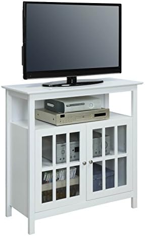 Conceitos de conveniência Big Suri Highboy TV 40 polegadas TV com armários de armazenamento, branco