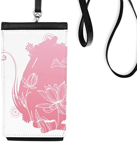 Lotus Flower Mouse Flor Phone Cartê Bolsa pendurada bolsa móvel bolso preto