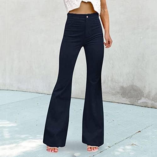 Miashui Petite calça curta para mulheres Cordamento Cordamento Flare calça de cintura elástica calça de baixo para mulheres calças
