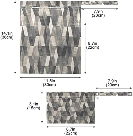 Kigai Herringbone Sacos secos molhados para fraldas de pano de bebê Sacos molhados reutilizáveis ​​com 2 bolsos para travar