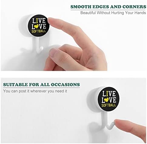 Live Love Softball 10 PCS Plástico gancho de parede fofa gancho -chave do gancho para decoração de porta de cozinha em casa