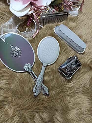 Conjunto de escova de cabelo de pente de pente de maquiagem | Escova de pente de espelho antigo vintage | Vaidade antiga maquiagem