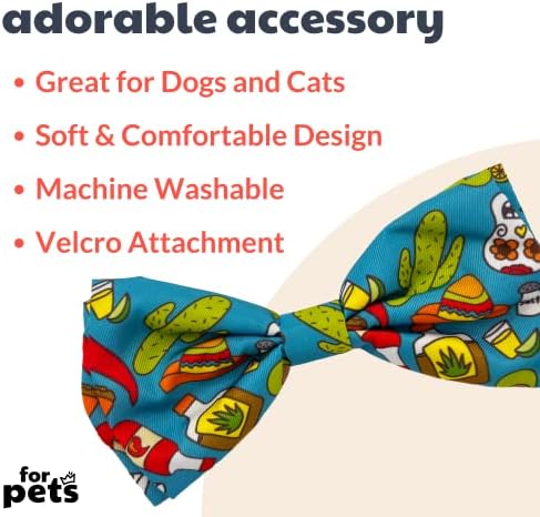 Huxley e Kent Bow Tie para animais de estimação | Cinco Fiesta | A fixação do colarinho de gravata borboleta de velcro | Diversão laços de arco para cães e gatos | Bonito, confortável e durável | H&K Biroga