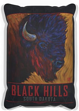 Black Hills Dakota do Sul Lone Bull Bison Trof -Pillow para sofá ou sofá em casa e escritório da pintura a óleo do artista