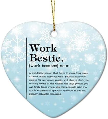 Trabalho Bestie Definição Árvore de Natal pendurada Ornamento Porcelana Palavra que significa enfeites de natal para crianças adolescentes meninas férias natal decorações de árvores