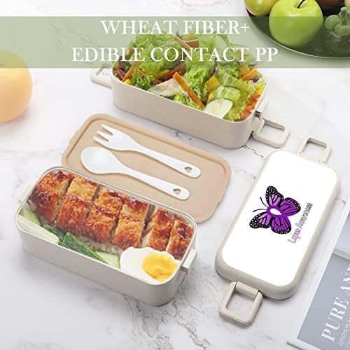 Lúpus Consciência Butterfly Butterfly empilhável Bento lancheira reutilizável recipiente de almoço com utensílio para