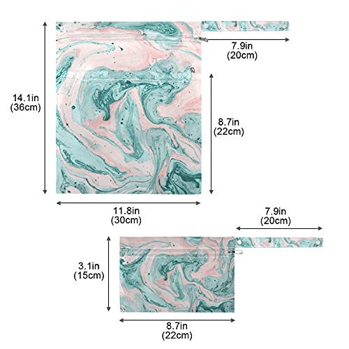 Xigua Textura de mármore verde Saco seco molhado 2 Pacote à prova d'água Saco de fraldas de pano pendurado com dois zíper para fraldas,