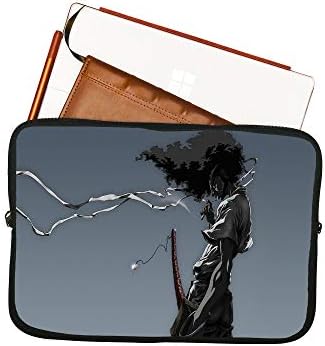 Bolsa de computador de laptop de samurai afro, capa de comprimido de manga de laptop de mangá, protetor de dispositivo de laptop de anime impressionante, protetor de dispositivo almofadado