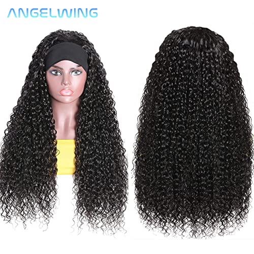Angelwing de 32 polegadas Wig Human Human Wave Curly Wave Long Wave Deep Wits Head Wigs Para Mulheres Negras Cabelo