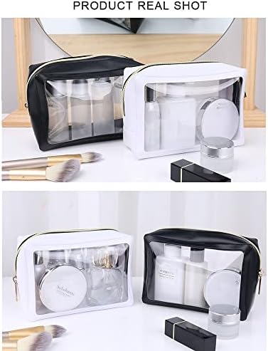 Jumyshe 2 bolsa de higiene de higiene de cristal com pacote com zíperes, saco de cosméticos de maquiagem de viagem
