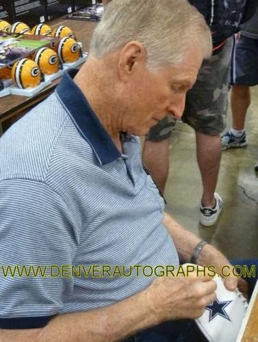 Bob Lilly autografou Dallas Cowboys White Panel Football Hof JSA 12141 - Bolsas de futebol autografadas
