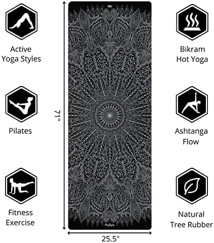 Mat de ioga All-in-One Plyópico | Combo de tapete/toalhas de moto de suor de luxo | Borracha natural ecológica | Ideal para ioga, pilates, bikram, ioga quente, treino e exercício