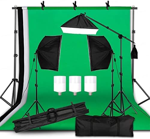 Kit de iluminação de fotografia Ylyajy, incluindo pano de ruptura de photo de 2x2m de fundo de photo e Softbox & Light Stand & Portable Bag