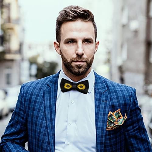 Forsjhsa girassol masculino com gravatas pré-amarradas gravadas de nova gravata impressa