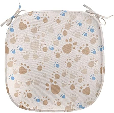 Lunarable Cream Cadeiring Cushion, padrão com pegadas de animais PATS PAWS Pets domésticos Cães e gatos Caminhada de vida selvagem,