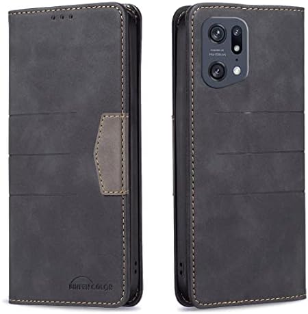 Caixa de carteira de proteção de proteção compatível com o Oppo Find X5 Pro, Caixa de telefone de couro de couro PU vintage