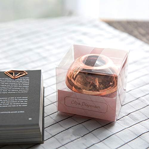 100pcs 28mm Rose Gold Paper Clips em Rosegold Round Paper Clip Dispenser Dispenser com anel de tampa magnética para