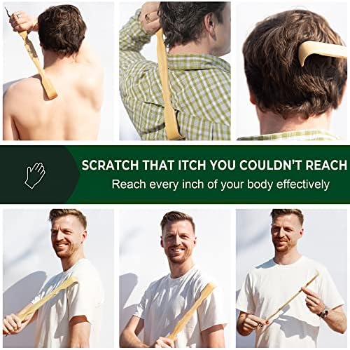 Scratcher traseiro de bambu, Renook mais recente espessado polido e estendidos de backcratchers para adultos homens homens, autotratamento