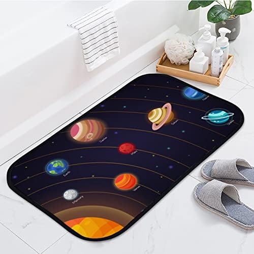 Tapetes de porta do chão tapetes de banho planetas de desenhos animados Sistema solar banheiro carpete não deslizamento absorvente