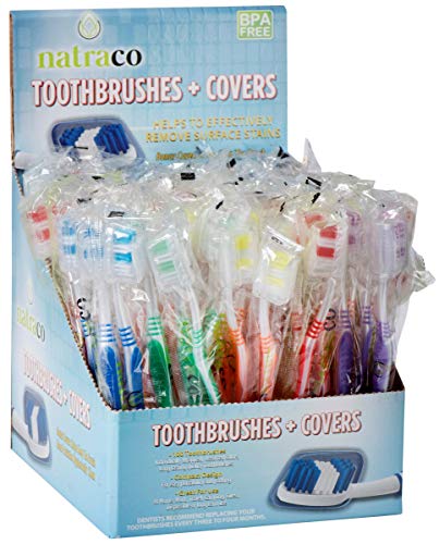 Pacote de escova de dentes a granel com tampas | A qualidade premium embrulhou as escovas de dentes coloridas individualmente