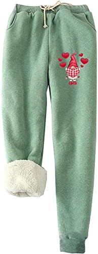 Calça de moletom de lã de lã folgada feminina calça calças de corredores de traço de batida de gnome casual impressão de