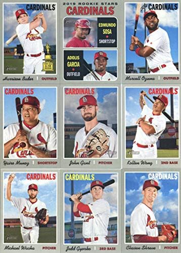 2019 Topps Heritage Baseball St. Louis Cardinals Team Set of 13 Cards: Jose Martinez, Dexter Fowler, Jack Flaherty, Dakota Hudson/Daniel