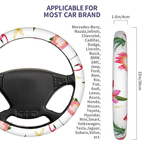 Tropical Flamingo Summer Pattern Vector Image_ 3D Pattern 2 1 Kit universal do carro da capa do volante, adequado para