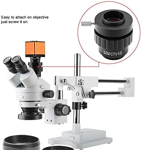 Lente objetiva de montagem C 0,5x, adaptador de 1/2 CTV para câmera digital de vídeo SZM microscópio estéreo trinocular, vem com 1-1/8