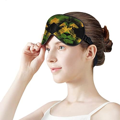 Bandeira jamaicana com máscara de olho de leão para dormir de bleca -bleca -colada com cinta ajustável para homens mulheres viajam de