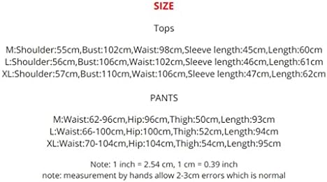 QJPAXL Casual conjunto de duas peças do pescoço redondo colorido de manga longa Cantura alta liderança de bordado de calça de perna larga fêmea feminina