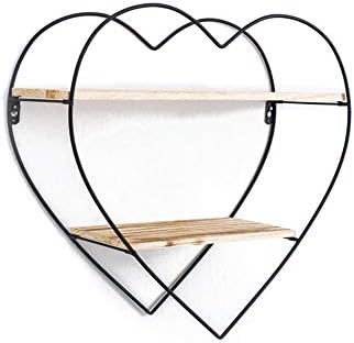 Prateleiras de parede teerwere para a estação de parede da sala de estar prateleira de decoração de 2 camadas em forma de coração