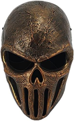 Cimerty Skull Mask Resin Face Face Face Halloween Máscaras decorativas, cobre, 18x28 cm