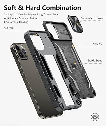 Soios para iPhone 13 Pro Max Case: iPhone 12 Pro Max Case com Kickstand | Tampa do telefone Proteção à prova de queda