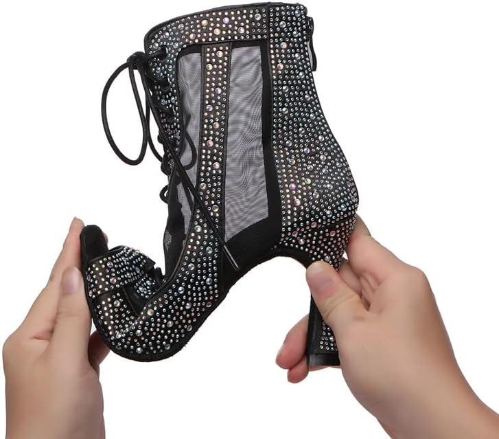 Hroyl Botas de dança do dedo do pé Hroy Mulheres Salsa Latina Salsa Sapatos de Dança do tornozelo de tornozelo, modelo