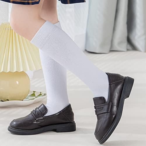 Meias de uniforme escolar de joelho de joelho/malha de cabo/uniforme escolar com nervuras 3/6 meias de tubo sem costuras