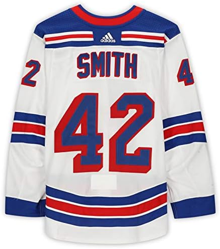 Brendan Smith New York Rangers Usado 42 White Conjunto 1 Jersey usada durante os jogos fora jogados entre 22 de janeiro