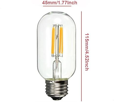 6Pack LED Filamento Bulbo T45/T14-Tubular LED de vidro transparente 2W Lâmpada LED tubular Edison, Base E26, Warm White 2700-3000K, 20W equivalente, 110-120VAC